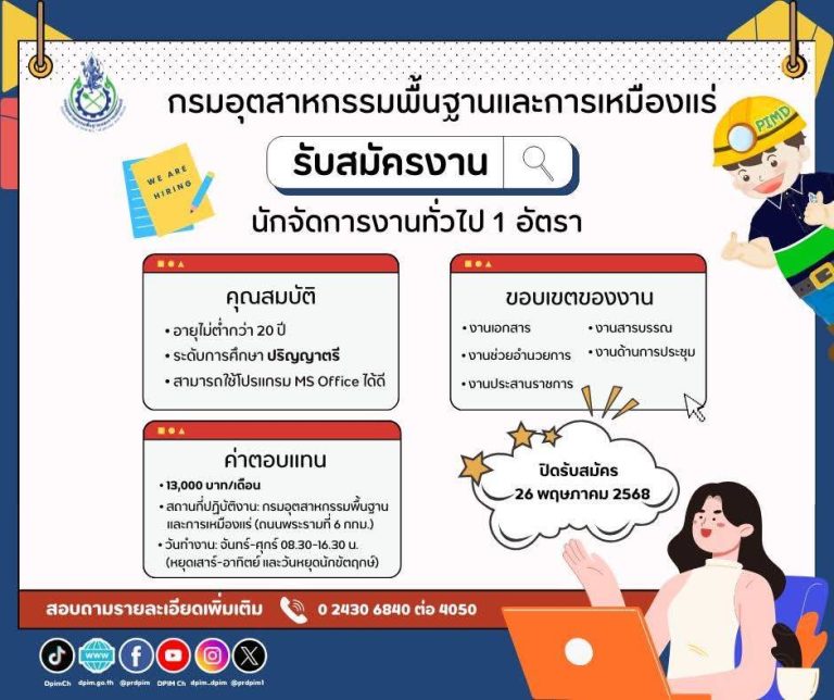 การรับสมัครบุคคลเพื่อจัดจ้างเหมาบริการในตำแหน่งนักจัดการงานทั่วไป ประจำปีงบประมาณ พ.ศ.2568