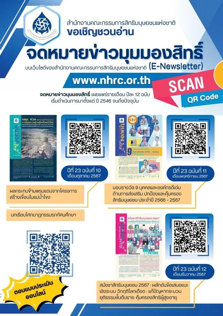จดหมายข่าว มุมมองสิทธิ์ ของสำนักงานคณะกรรมการสิทธิมนุษยชนแห่งชาติ