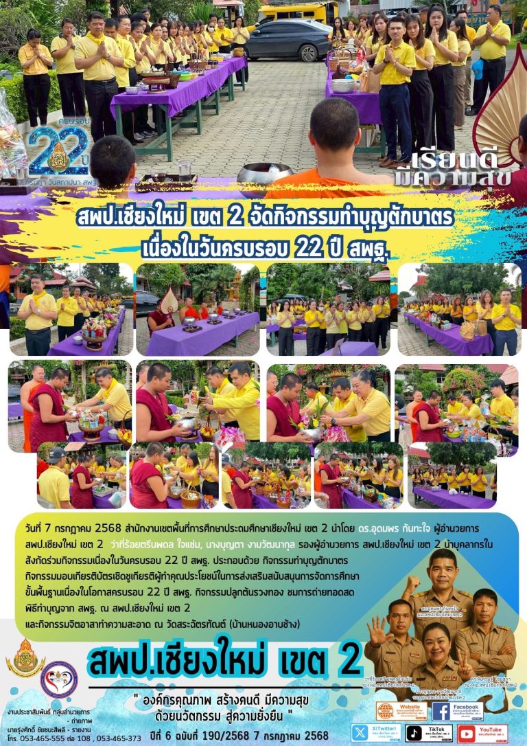 สพป.เชียงใหม่ เขต 2 จัดกิจกรรมเนื่องในวันครบรอบ 22 ปี สพฐ.